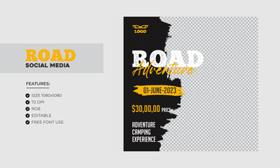 Off-road social media post template. Car social media web banner 