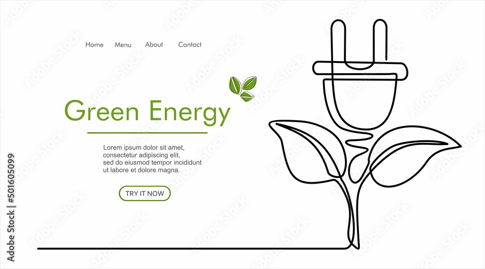 Aufkleber sprout and plug like a plant in one line drawing. save energy concept in minimalistic style. can use