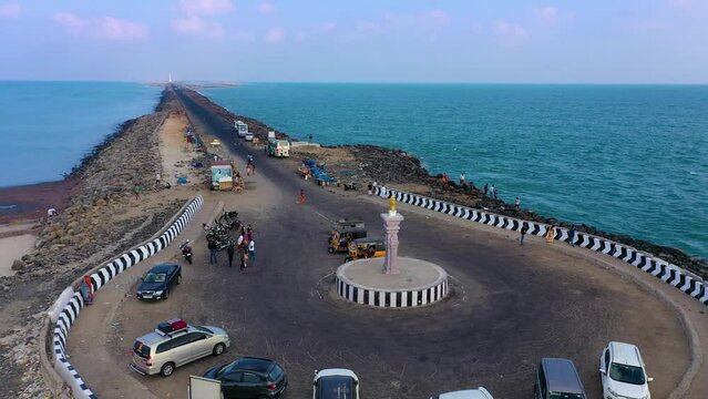 Tip of Dhanushkodi cinematic view of Indian emblem