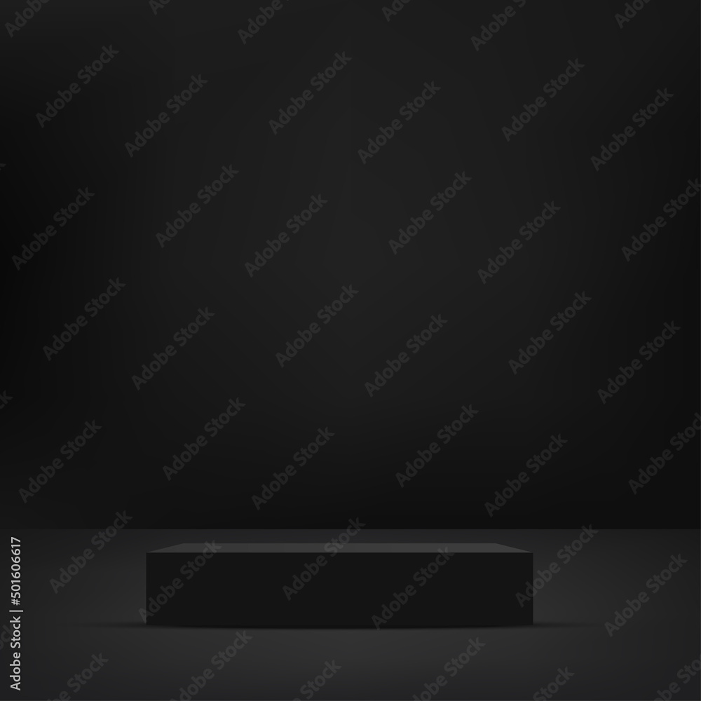 Wall mural abstract background with black color geometric 3d podiums. vector