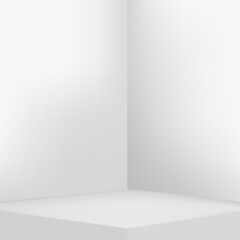 Abstract background with white color geometric 3d podiums. Vector
