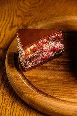 Cherry-berry cake. round wooden diarrhea