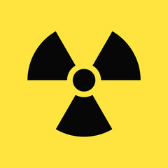 黄色の背景に放射線のシンボルマークのアイコン - 放射能・放射性物質・核兵器のイメージ素材 © Spica