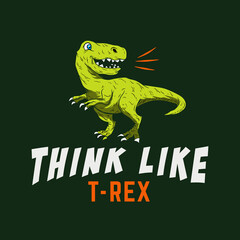 Vector Illustration Of Cartoon Dinosaur Roaring for Kid T-Shirt Print Design with cool slogan