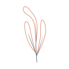 Vector leaf on white background. Orange and blue color