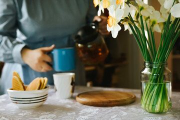 Dinner table with tea cups