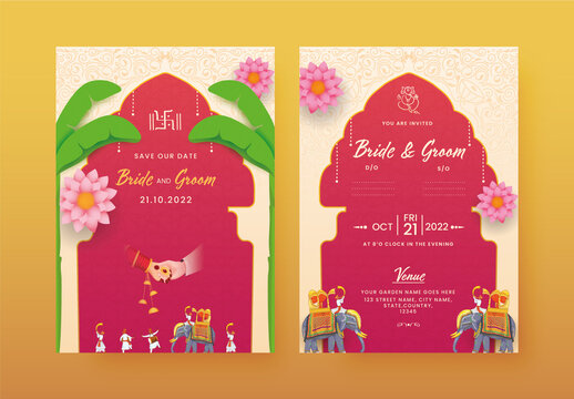 Indian Wedding Card or Invitation Card Template for Hindu Customs Wedding