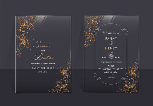 Transparent Wedding Card or Invitation Card Template