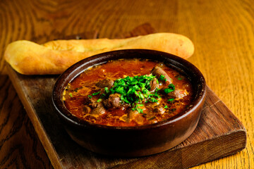 Georgian national dish roast in earthenware