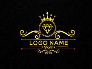 Luxury jewelers shop vector logo design. luxury logo. gold shop logo