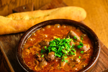 Georgian national dish roast in earthenware