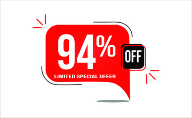 94% off limited offer. White and red banner with clearance details