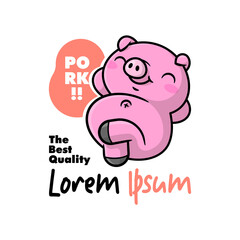 CUTE RELAXED LYING PIG CARTOON LOGO DESIGN