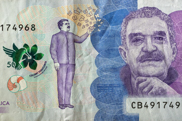Colombia, Banknote of 50 pesos, close up, Front of money