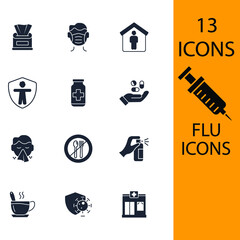 flu icons set . flu pack symbol vector elements for infographic web