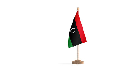 Libya flagpole with white space background image