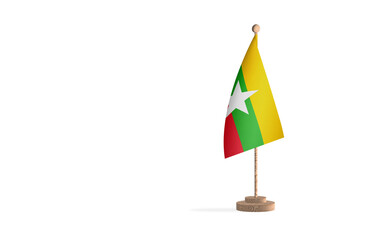 Myanmar flagpole with white space background image