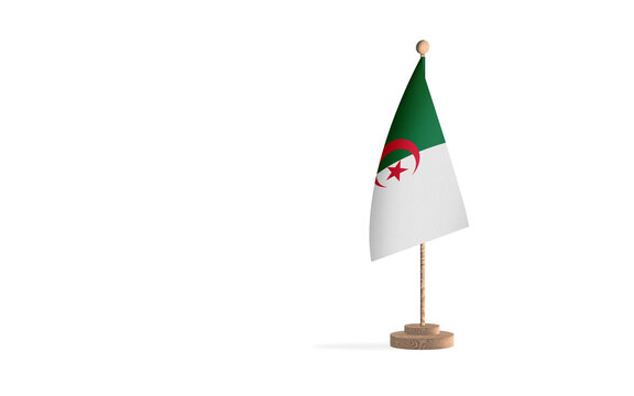 Algeria flagpole with white space background image