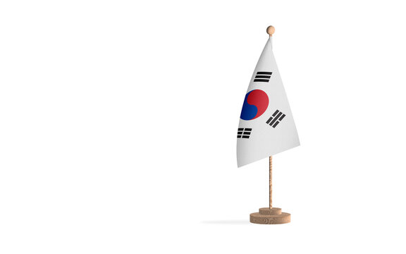 South Korean flagpole with white space background image