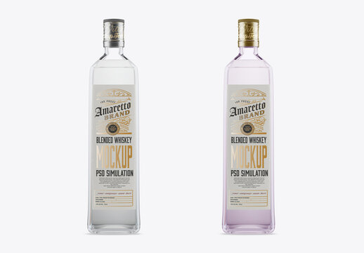 Glass Clear Liquor  Bottle Mockup
