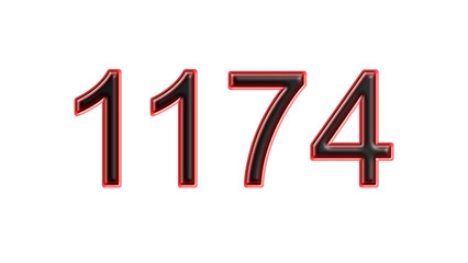 red 1174 number 3d effect white background