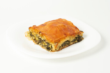 The most traditional Albanian, Balkans food. Spinach pie, (Byrek me Spinaq)