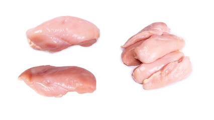 Raw chicken fillet isolated on white background.