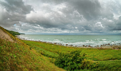 Stormy weather with sea view and background before the rain shower