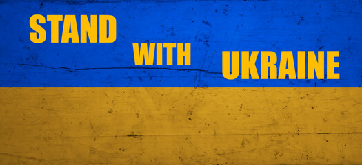 old boards painted blue and yellow Ukraine