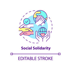 Social solidarity concept icon. Cohesion and cooperation. Institutions advantage abstract idea thin line illustration. Isolated outline drawing. Editable stroke. Arial, Myriad Pro-Bold fonts used