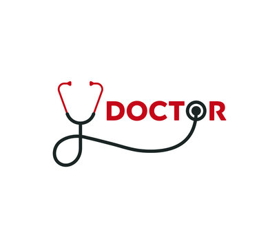 Doctor wordmark or typography logo on white background, Vector illustration.