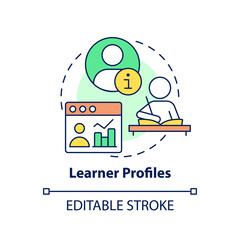 Learner profiles concept icon. Detailed students records. Personalized education abstract idea thin line illustration. Isolated outline drawing. Editable stroke. Arial, Myriad Pro-Bold fonts use