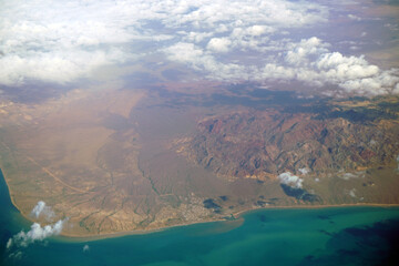 Fototapeta premium Aerial view of Bandar Lengeh County, Hormozgan Province in Iran.
