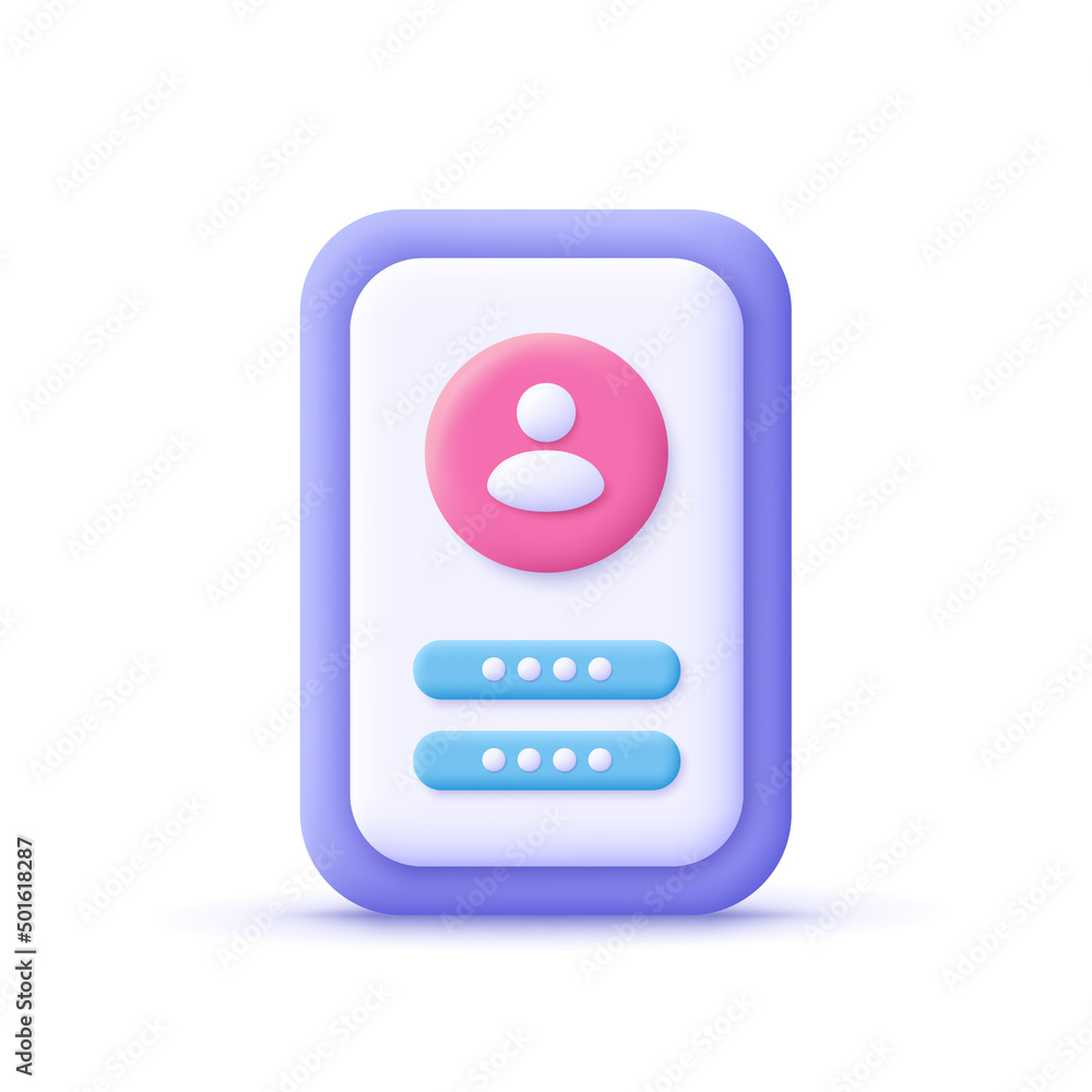Poster account login and password form on smartphone app. user authorization, login authentication page, si