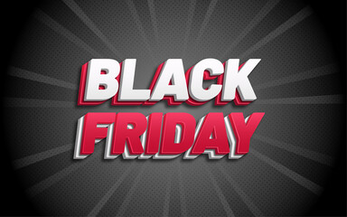 Black friday 3D style editable vector text effect