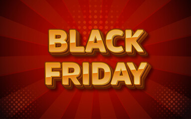 Black friday gold editable 3D style vector text effect