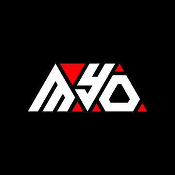 MYO triangle letter logo design with triangle shape. MYO triangle logo design monogram. MYO triangle vector logo template with red color. MYO triangular logo Simple, Elegant, and Luxurious Logo...