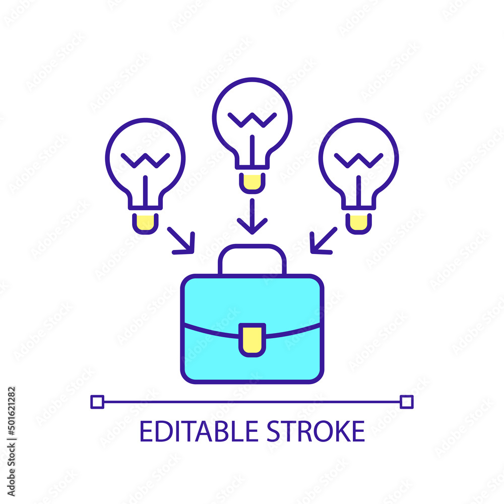 Poster developing startup ideas rgb color icon. investing profitable solutions into business. product launc