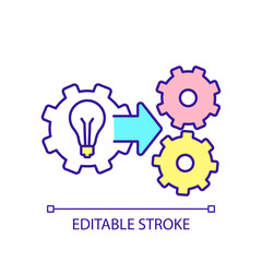 Implementing entrepreneurial ideas RGB color icon. Generate new solutions for business. Development process. Isolated vector illustration. Simple filled line drawing. Editable stroke. Arial font used
