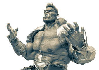 orc frustrated in a white background