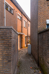 Fototapeta na wymiar Typical Dutch architecture and street view in Schiedam, Netherlands
