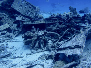Japanese Zero fighter, Zerosen, in Saipan underwater sea