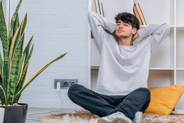 teen boy resting relaxed at home