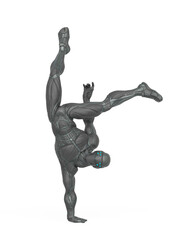 super hero is doing a dynamic dance pose in an exosuit