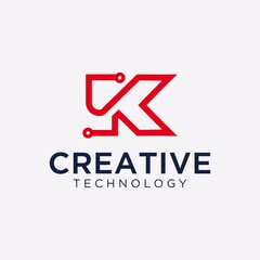 Letter k logo creative minimalist design template graphic alphabet symbol for business