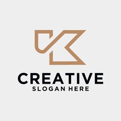 Letter k logo creative minimalist design template graphic alphabet symbol for business