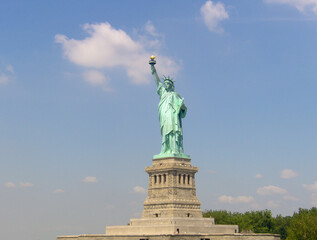 Fototapeta na wymiar New York, USA - April 27, 2022. Statue of Liberty, Liberty Island, New York, United States. View of Landmark.