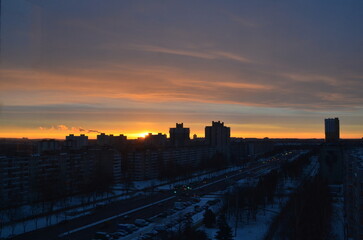 Fototapeta na wymiar sunrise in Minsk
