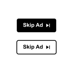 Skip ad button in two styles. Skip ad icon isolated. Vector EPS10