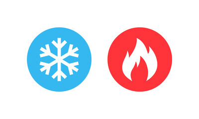 Hot and cold vector icon set. Heating and cooling buttons. Vector EPS10